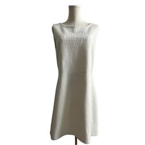 Theory ✘ White Fitted Raneid Newdale Bonded Textured Sleeveless A-line Dress, 12